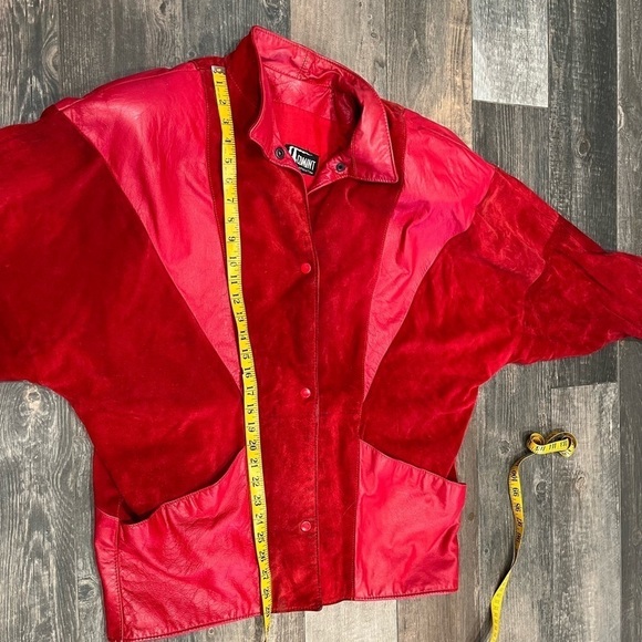 Comint 1980’s RED Leather Suede Snap Front Jacket Coat Sz L Argentina vintage - Picture 9 of 13